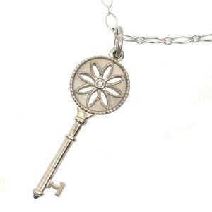 Tiffany & Co Daisy Key Necklace Silver Diamond Aq8912